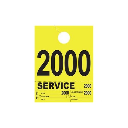 Asp 4Part Hvy-Brite Service Dispatch Numsyellow 4 Digit Set:2000-2999 Pk 2722